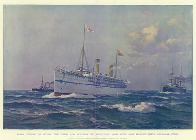H.M.S. Ophir, in dem der Herzog und die Herzogin von Cornwall und York ihre Kolonialtour machen von Eduardo de Martino