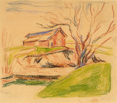 Haus auf dem Hügel von Edvard Munch