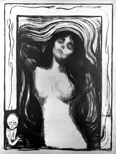 Madonna, Lithographie von Edvard Munch, gewidmet Dr. Bucher von Edvard Munch