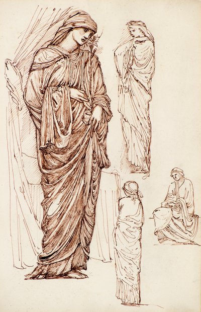 Jungfrau Maria und St. Elisabeth, bekleidete Figuren von Edward Burne Jones