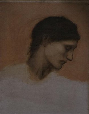 Studie eines Mädchens (Öl auf Leinwand) von Edward Coley Burne Jones