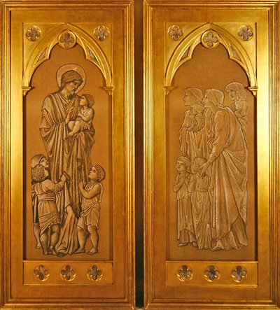 Christus segnet die kleinen Kinder und Frauen bringen Kinder in die Gegenwart von Christus von Edward Coley Burne Jones