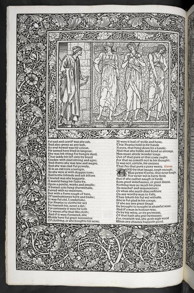 Die Werke von Geoffrey Chaucer, neu gedruckt mit Bildern von Sir Edward Burne-Jones von Edward Coley Burne Jones