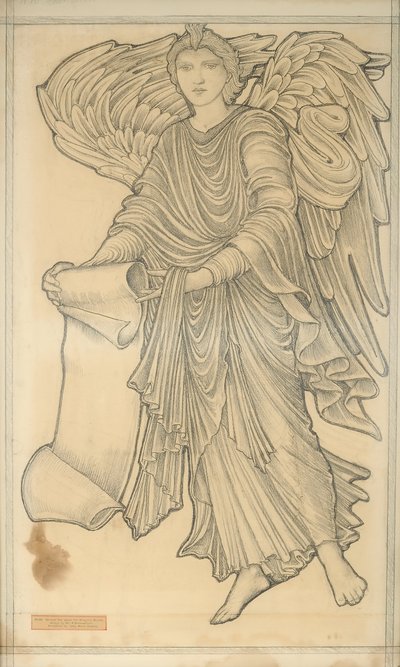 Engel mit Schriftrolle - Figur Nummer zehn, 1880 von Edward Burne Jones