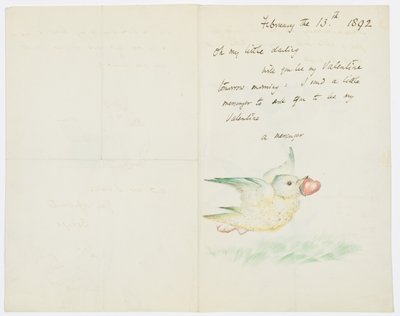 Valentinsbrief an die Enkelin des Künstlers, Angela Thirkell, 13. Februar 1892 von Edward Burne Jones