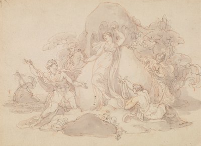 Telemach und Mentor landen auf der Insel Kalypso von Edward Francis Burney