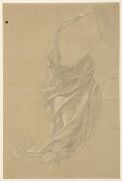 Draperiestudie einer nach rechts schreitenden Figur, der Mantel über den Kopf geschlagen von Edward Jakob von Steinle