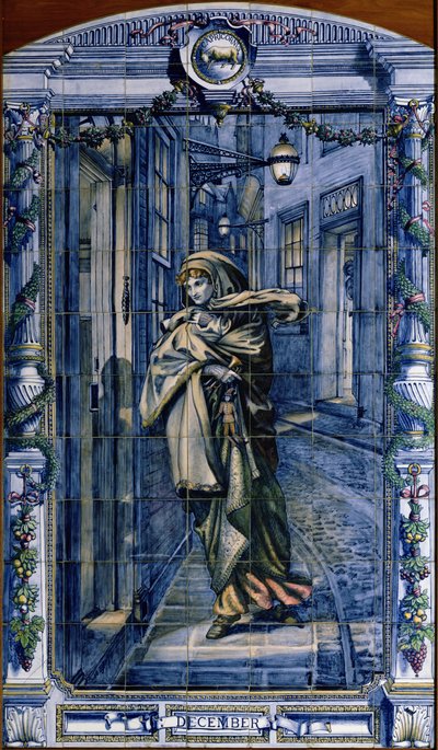 Dezember, aus einer Serie von Fliesenpaneelen für die niederländische Küche, 1867-8 von Edward John Poynter