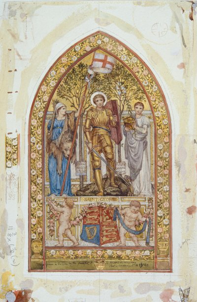 Entwurf für das St. Georgs-Mosaik mit Randstudien von Edward John Poynter
