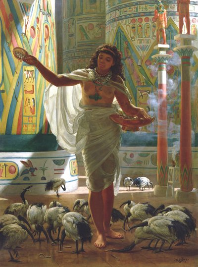 Fütterung des heiligen Ibis in den Hallen von Karnak von Edward John Poynter