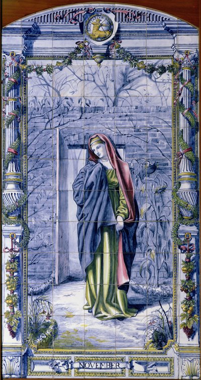 November, aus einer Serie von Fliesenpaneelen für die niederländische Küche, 1867-8 von Edward John Poynter