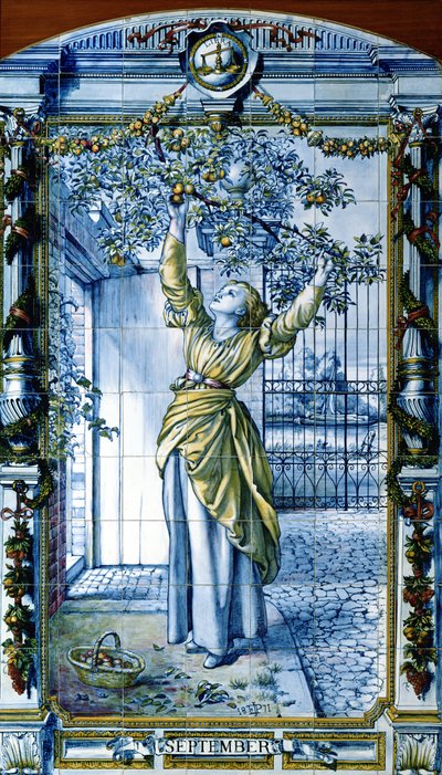 September, aus einer Serie von Fliesenpaneelen für die niederländische Küche von Edward John Poynter