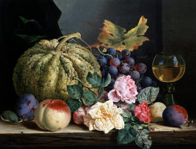 Stillleben mit Blumen und Früchten von Edward Ladell