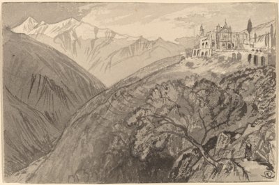Eine Stadt auf einem Hügel (Heiligtum von Lampedusa) von Edward Lear
