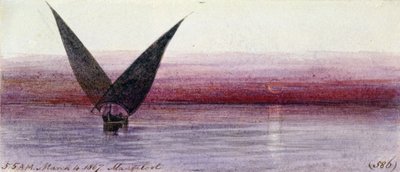 Ein ägyptisches Boot auf dem Nil, in Manfaloot (Ägypten) von Edward Lear