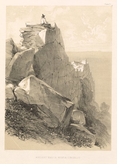 Illustrierter Ausflug in Italien (Bd. II): Alte Mauern, Monte Circello von Edward Lear