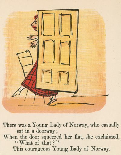 Es war eine junge Dame aus Norwegen, die zufällig in einem Türrahmen saß, aus 