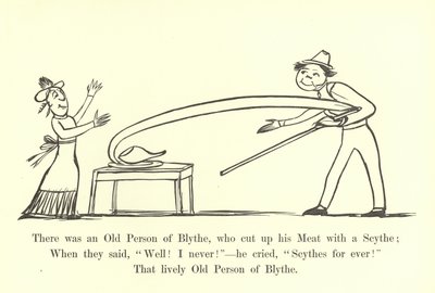 Es war ein alter Mann aus Blythe, der sein Fleisch mit einer Sense schnitt von Edward Lear