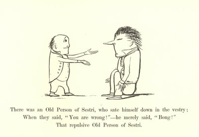 Es war eine alte Person aus Sestri, die sich in die Sakristei setzte von Edward Lear