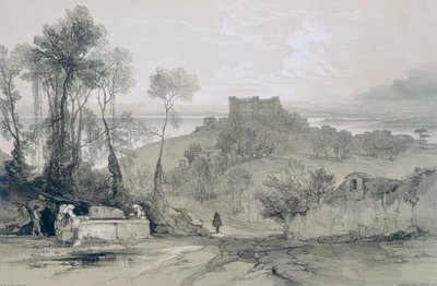 Ansichten von Rom und seiner Umgebung: Schloss und Stadt Bracciano am gleichnamigen See von Edward Lear