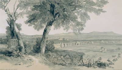 Ansichten von Rom und seiner Umgebung: Campagna und Mauern von Rom in Richtung Albaner Berge von Edward Lear