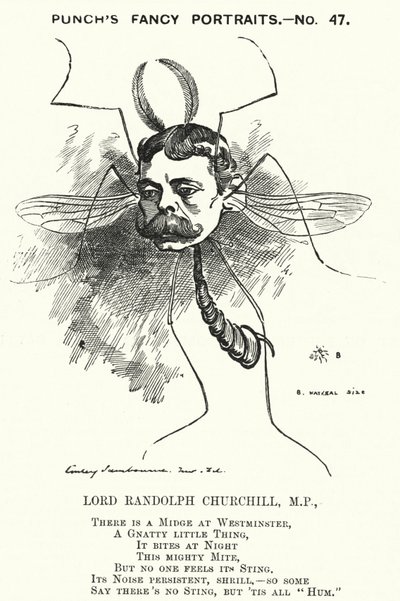 Punch-Karikatur: Lord Randolph Churchill, englischer konservativer Politiker (Stich) von Edward Linley (after) Sambourne