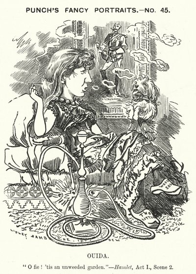 Karikatur: Ouida (Maria Louise Rame), englische Schriftstellerin (Gravur) von Edward Linley (after) Sambourne