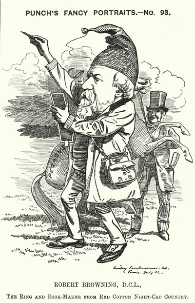 Karikatur: Robert Browning, englischer Dichter und Dramatiker (Gravur) von Edward Linley (after) Sambourne