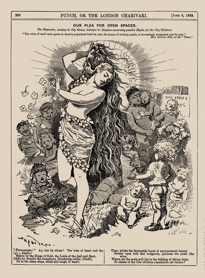 Unser Plädoyer für offene Räume. Punch, Juni 1883 von Edward Linley Sambourne