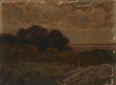 Ohne Titel (Landschaft mit zwei Frauen, die auf Felsen liegen) von Edward Mitchell Bannister