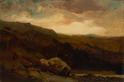 Unbetitelte Berglandschaft mit Felsen und Bach im Vordergrund von Edward Mitchell Bannister