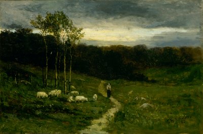 Frau geht den Pfad hinunter von Edward Mitchell Bannister