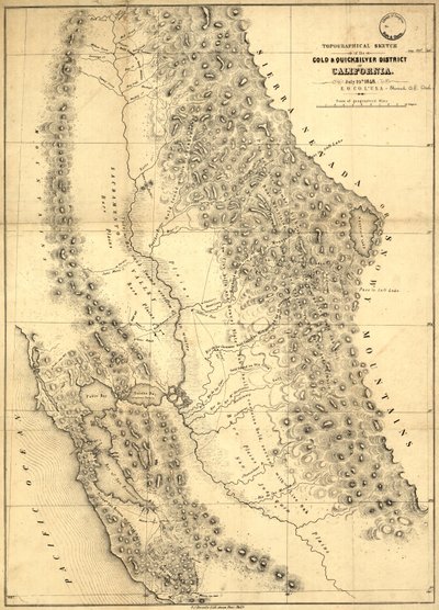Topografische Skizze des Gold- und Quecksilberbezirks von Kalifornien, 1848 von Edward Otho Cresap Ord