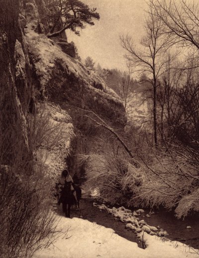 Am Rand der Klippe, Winterszene von Edward Sheriff Curtis