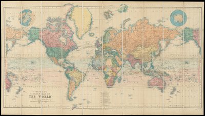 Stanfords Bibliothekskarte der Welt auf Mercator-Projektion von Edward Stanford