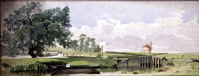 Eine Flusslandschaft mit Schleuse, ca. 1860 von Edward W. Robinson
