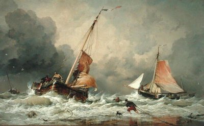 Ankunft und Vorbereitung der niederländischen Pincks zur Abfahrt bei Rückkehr der Flut von Edward William Cooke