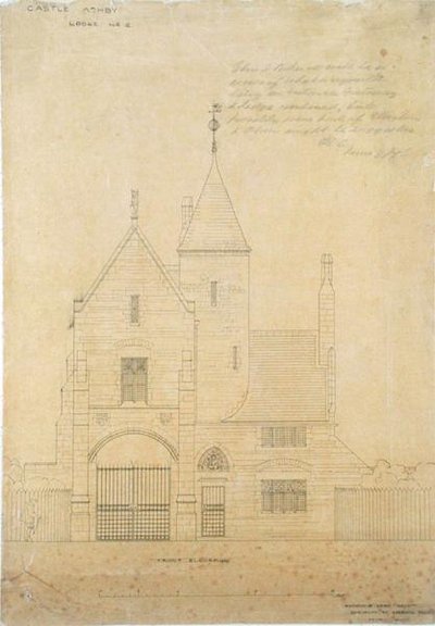 Vorderansicht von Castle Ashby, Lodge Nr. 2 von Edward William Godwin