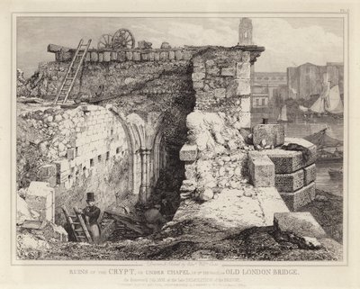 Ruinen der St. Thomas-Kapelle auf der alten London Bridge von Edward William Godwin