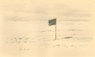 Schwarzes Flaggenlager - Amundsens schwarze Flagge wenige Meilen vom Südpol entfernt, 1912, 1913 von Charles Edward Wilson