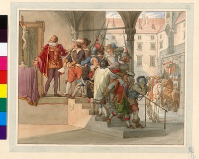 Eine Abordnung der österreichischen Protestanten steht vor Kaiser Ferdinand II. 1619 (Sturmpetition) von Edward von Steinle
