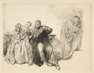 Bianca und Lucentio, aus Akt III, Szene i, Der Widerspenstigen Zähmung von Edwin Austin Abbey