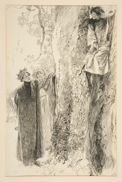 Biron und der König, aus Akt IV, Szene iii, Liebe von Edwin Austin Abbey