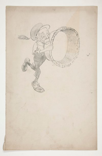 Karikatur eines Mannes, der eine Biene mit einem Korb jagt von Edwin Austin Abbey