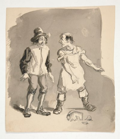 Karikatur von zwei Männern und einem zerbrochenen Topf von Edwin Austin Abbey