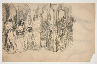 Kompositionsstudie für die Wandgemälde-Serie Die Suche nach dem Heiligen Gral in der Boston Public Library von Edwin Austin Abbey