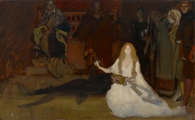 Kompositionsstudie für Die Theaterszene in Hamlet, Akt III, Szene II von Edwin Austin Abbey