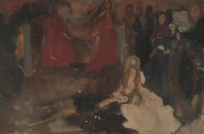 Kompositionsstudie für Die Theaterszene in Hamlet, Akt III, Szene II von Edwin Austin Abbey
