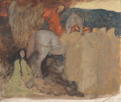 Kompositionsstudie, möglicherweise für Galahad verlässt das Land, in Die Suche und das Erreichen des Heiligen Grals, Buchauslieferungsraum, Boston Public Library von Edwin Austin Abbey