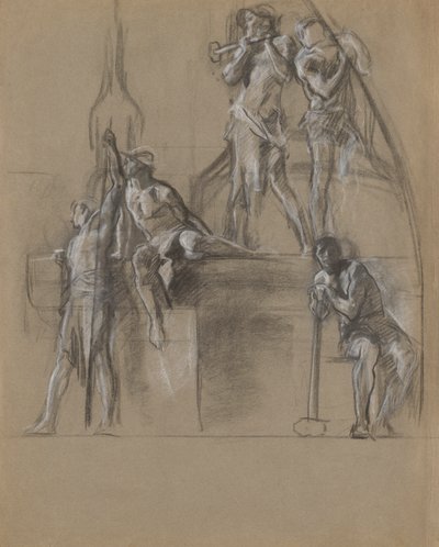 Kompositionsstudie für Figuren von Bergleuten von Edwin Austin Abbey